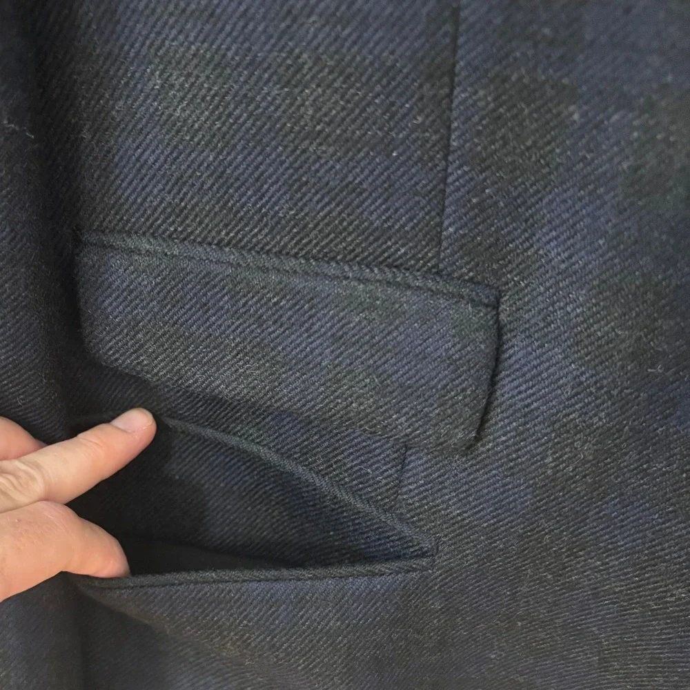 Lauren Ralph Lauren Mens 44R Deep Blue‎ Wool Blazer Heritage Brown Elbow Patches